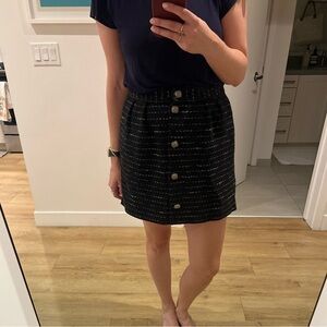 ba&sh Livia Black and White Tweed A-Line Skirt